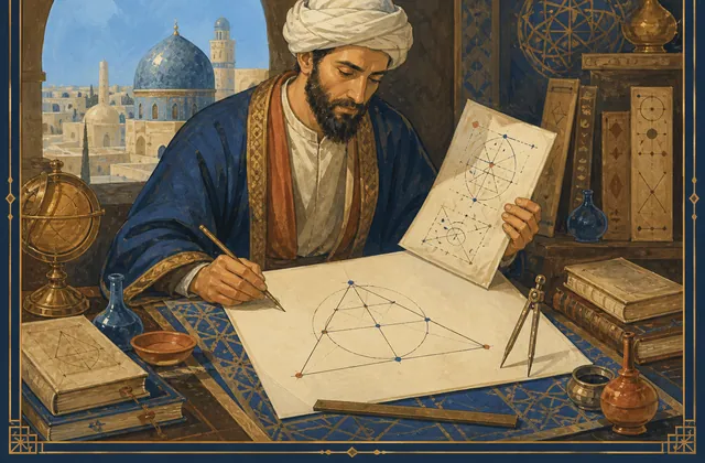 Compass-and-straightedge construction of decagonal star strapwork.