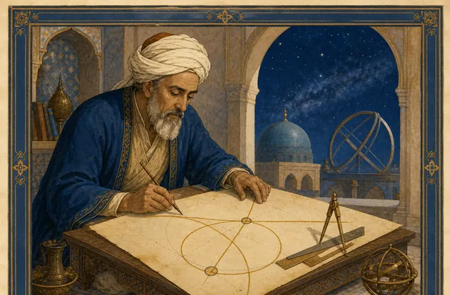 Omar Khayyam solving cubic curves geometrically.