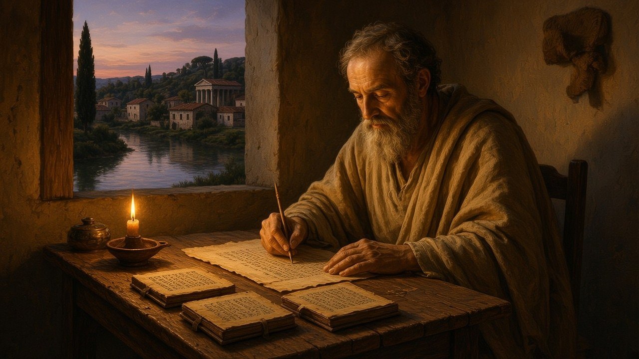 Irenaeus of Lyon, who about 180 argued that the church possessed four Gospels, as there are four winds and four quarters of the world.