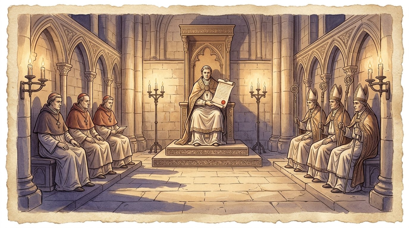 Fourth Lateran Council 1215: Pope Innocent III issuing crusading decrees against Languedoc